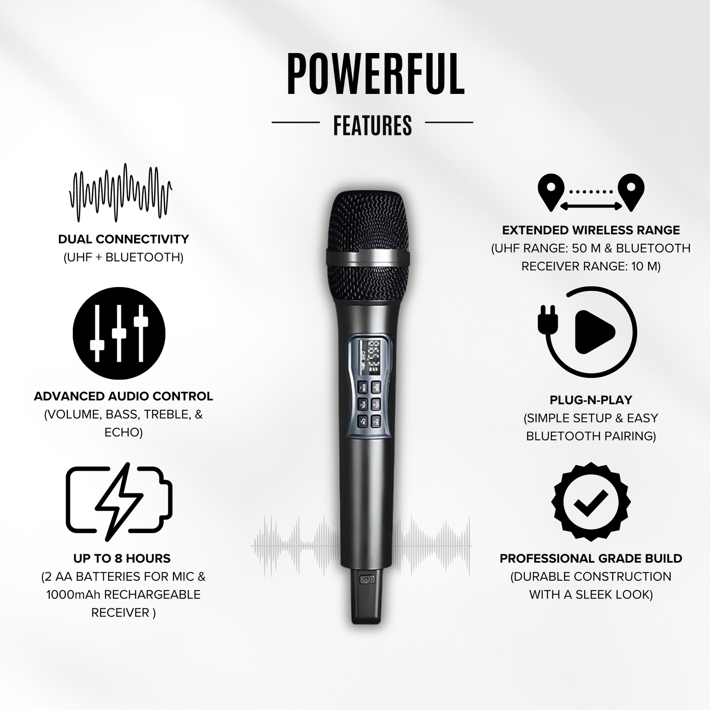 UHF Wireless Microphone with Bluetooth Receiver - U3 Mic