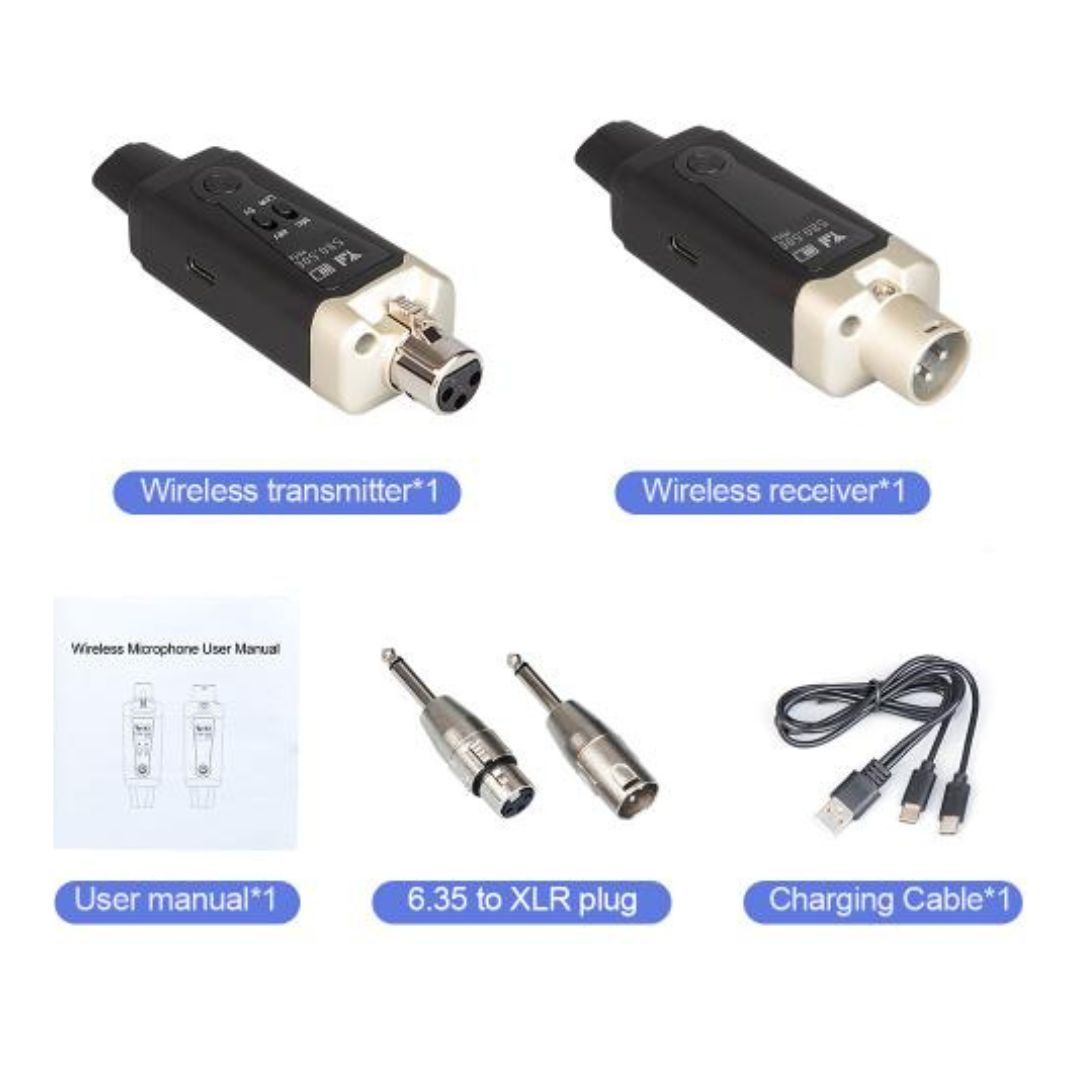 Wired to Wireless Microphone Converter Adapter System for XLR